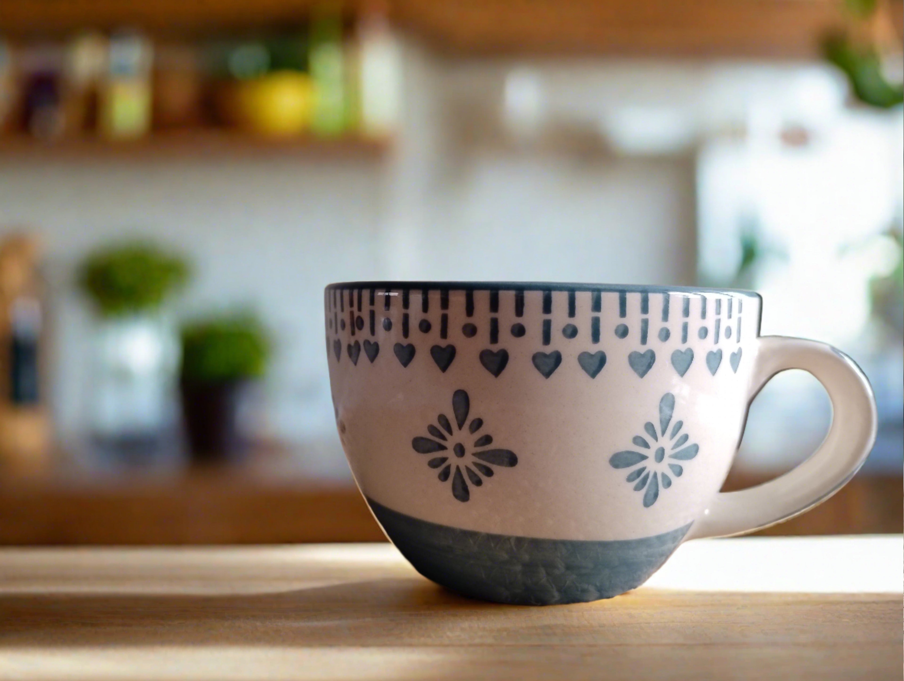 Cerulean Blue Hand Painted Mug (Pack of 2)