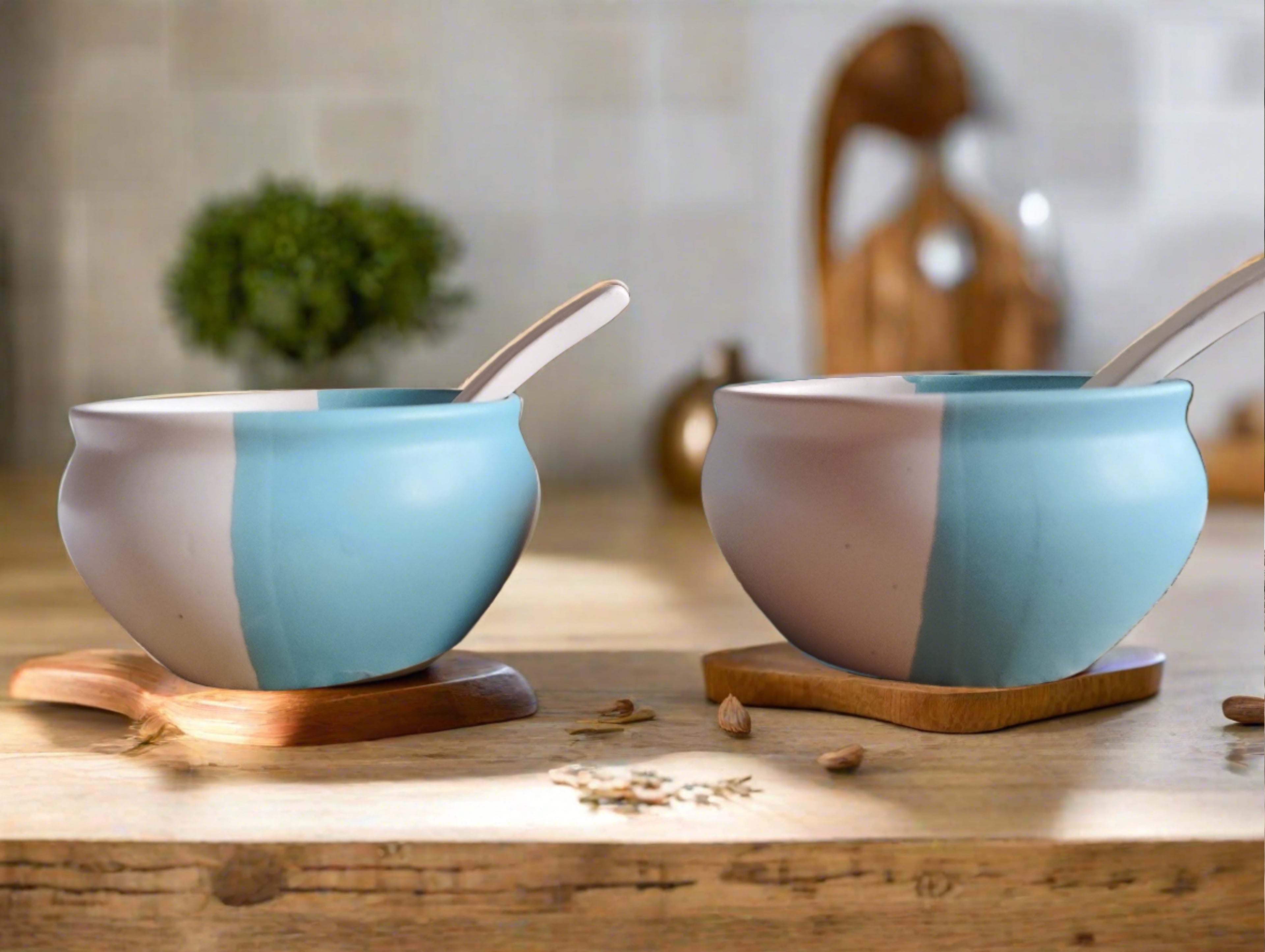 Enigmatic Enamel Soup Bowl and Spoon Set (Pack of 3)