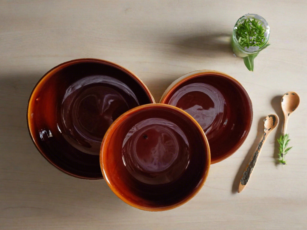 Brown Creme Bowl Set (Pack of 3)