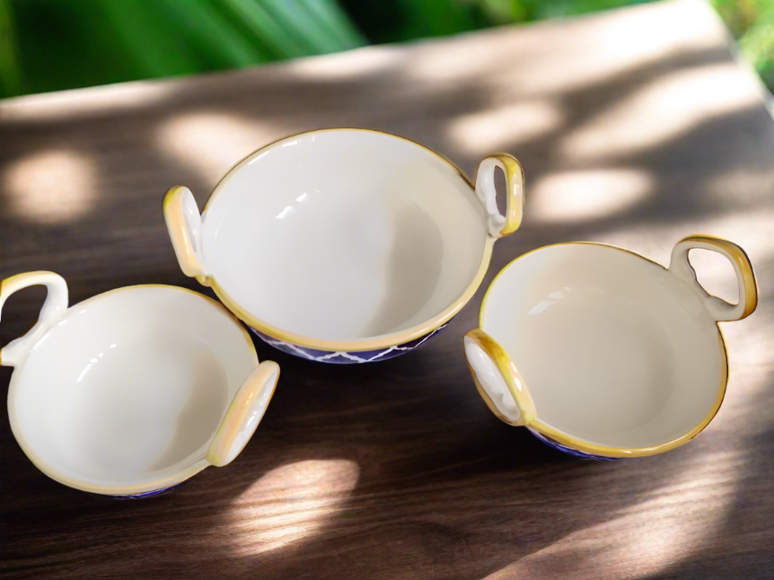 Blue Moroccan Kadhai Serverware (Set of 3)